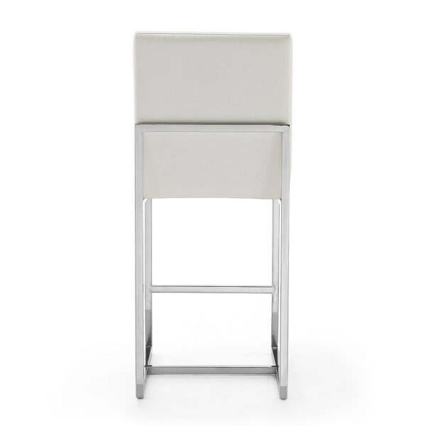 Manhattan Comfort Element 37.2 in. Pearl White and Polished Chrome Stainless Steel Counter Height Bar Stool (Set of 3)