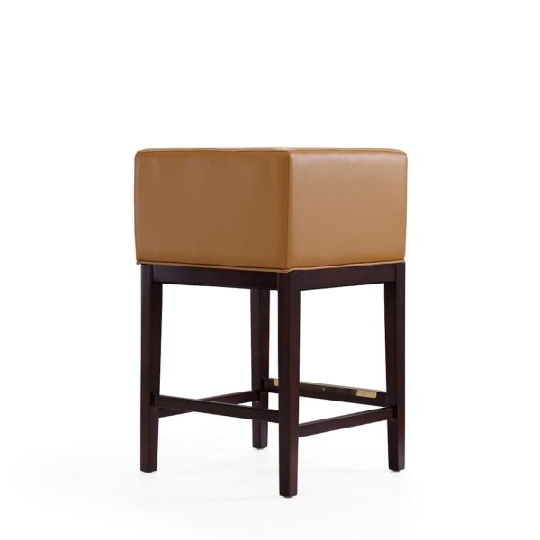 Manhattan Comfort Kingsley 34 in. Camel and Dark Walnut Beech Wood Counter Height Bar Stool (Set of 3)