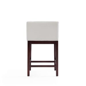 Manhattan Comfort Kingsley 34 in. Ivory and Dark Walnut Beech Wood Counter Height Bar Stool (Set of 3)