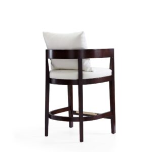 Manhattan Comfort Ritz 34 in. Ivory and Dark Walnut Beech Wood Counter Height Bar Stool (Set of 3)