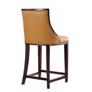 Manhattan Comfort Fifth Ave 39.5 in. Camel and Dark Walnut Beech Wood Counter Height Bar Stool (Set of 3)