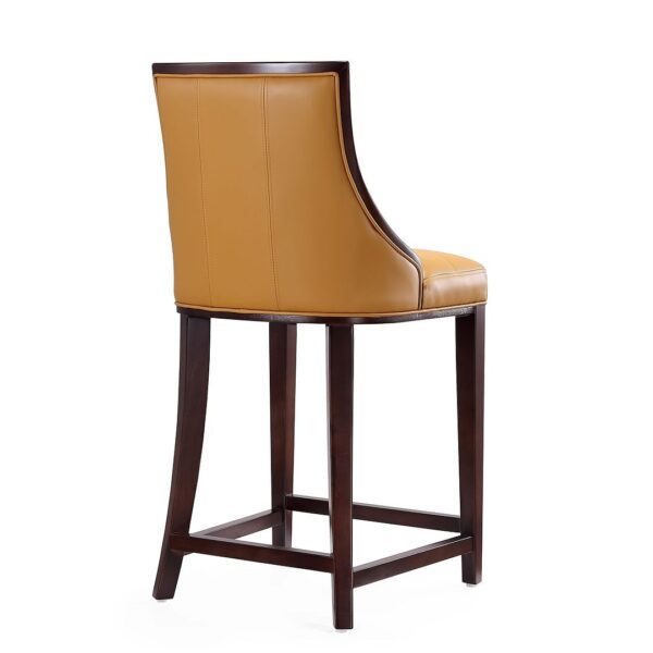 Manhattan Comfort Fifth Ave 39.5 in. Camel and Dark Walnut Beech Wood Counter Height Bar Stool (Set of 3)