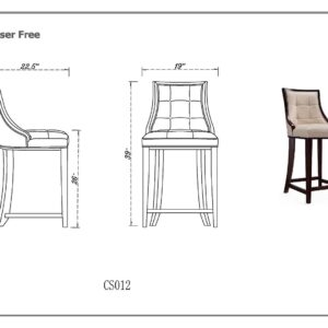 Manhattan Comfort Fifth Avenue Faux Leather Counter Stool in Light Grey (Set of 3)