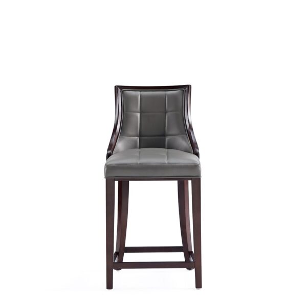 Manhattan Comfort Fifth Avenue Faux Leather Counter Stool in Pebble Grey (Set of 3)