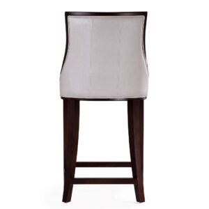 Manhattan Comfort Fifth Ave 39.5 in. Pearl White and Walnut Beech Wood Counter Height Bar Stool (Set of 3)