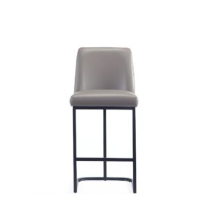 Manhattan Comfort Serena Modern Leatherette Upholstered Counter Stool in Grey - Set of 3