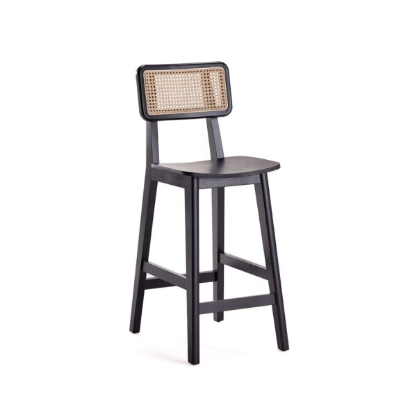 Manhattan Comfort Versailles Counter Stool in Black and Natural Cane - Set of 3