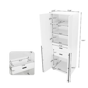 Manhattan Comfort Lee Modern Freestanding Wardrobe Closet 1.0 with 4 Shelves and 2 Drawers in White- Set of 3