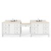 James Martin 301-V122-BW-DU-3EMR Copper Cove Encore 122 Inch Double Vanity Set in Bright White with Makeup Table and 3 CM Eternal Marfil Quartz Top