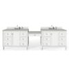 James Martin 301-V122-BW-DU-3ESR Copper Cove Encore 122 Inch Double Vanity Set in Bright White with Makeup Table and 3 CM Eternal Serena Quartz Top