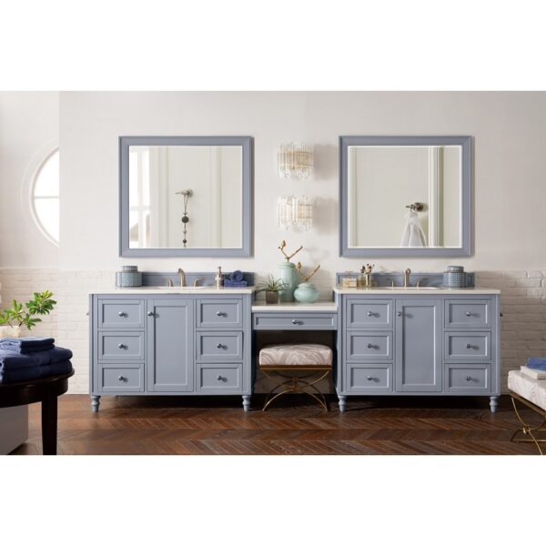 James Martin 301-V122-DU-3WZ Copper Cove Encore 122 Inch Double Vanity Set with Makeup Table and 3cm White Zeus Quartz Top