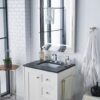 James Martin 301-V30-BW-3CSP Copper Cove Encore 30 Inch Single Vanity in Bright White with 3 cm Charcoal Soapstone Quartz Top with Sink