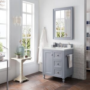 James Martin 301-V30-SL-3ENC Copper Cove Encore 30 Inch Single Vanity Cabinet with Ethereal Noctis Quartz Top - Silver Gray