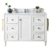 James Martin 301-V48-BW-3AF Copper Cove Encore 48 Inch Single Vanity in Bright White with 3 cm Arctic Fall Solid Surface Top