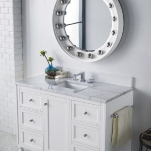 James Martin 301-V48-BW-3CAR Copper Cove Encore 48 Inch Single Vanity in Bright White with 3 cm Carrara Marble Top