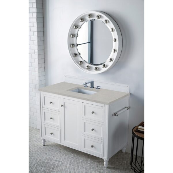 James Martin 301-V48-BW-3ESR Copper Cove Encore 48 Inch Single Vanity in Bright White with 3 CM Eternal Serena Quartz Top