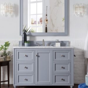 James Martin 301-V48-SL-3CAR Copper Cove Encore 48 Inch Single Vanity in Silver Gray with 3 cm Carrara Marble Top