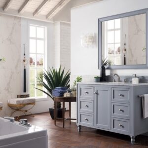 James Martin 301-V48-SL-3CAR Copper Cove Encore 48 Inch Single Vanity in Silver Gray with 3 cm Carrara Marble Top