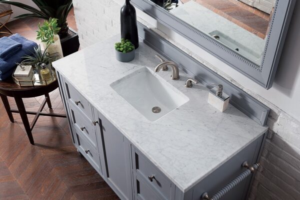 James Martin 301-V48-SL-3CAR Copper Cove Encore 48 Inch Single Vanity in Silver Gray with 3 cm Carrara Marble Top