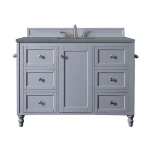 James Martin 301-V48-SL-3CBL Copper Cove Encore 48 Inch Single Vanity Cabinet with Cala Blue Quartz Top - Silver Gray