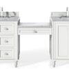 James Martin 301-V86-BW-DU-3CAR Copper Cove Encore 90 Inch Double Vanity Set in Bright White with Makeup Table with 3 cm Carrara Marble Top