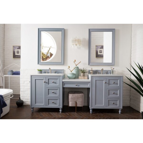 James Martin 301-V86-DU-3WZ Copper Cove Encore 86 Inch Double Vanity Set with Makeup Table and 3cm White Zeus Quartz Top