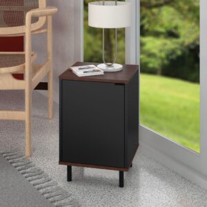 Manhattan Comfort Mosholu Nightstand with 2 Shelves in Black and Nut Brown