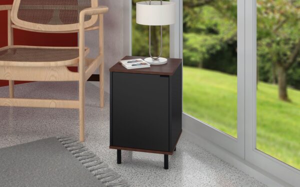 Manhattan Comfort Mosholu Nightstand with 2 Shelves in Black and Nut Brown