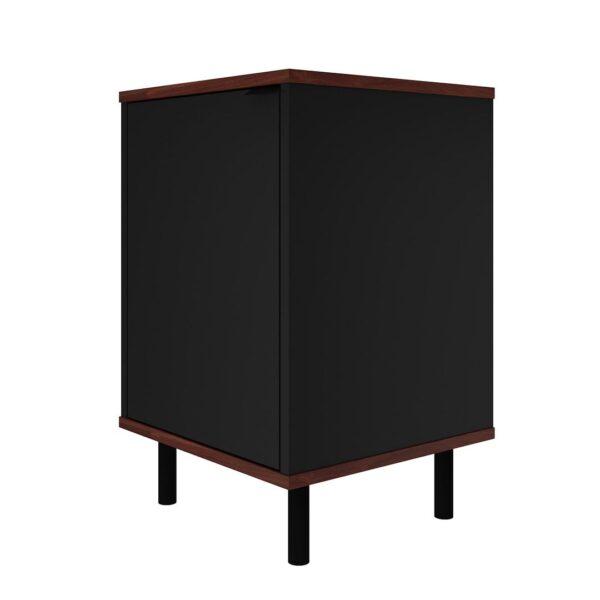 Manhattan Comfort Mosholu Nightstand with 2 Shelves in Black and Nut Brown