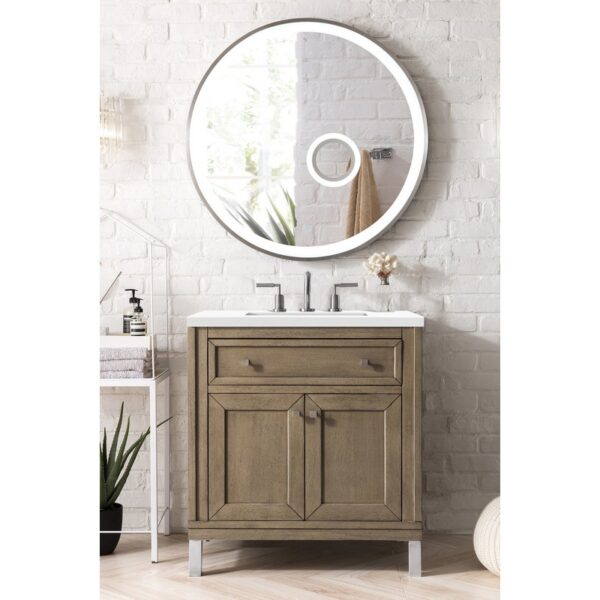 James Martin 305-V30-3WZ Chicago 30 Inch Single Vanity with 3cm White Zeus Quartz Top