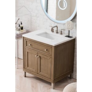 James Martin 305-V30-3WZ Chicago 30 Inch Single Vanity with 3cm White Zeus Quartz Top