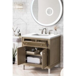 James Martin 305-V30-3WZ Chicago 30 Inch Single Vanity with 3cm White Zeus Quartz Top