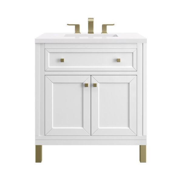 James Martin 305-V30-3WZ Chicago 30 Inch Single Vanity with 3cm White Zeus Quartz Top