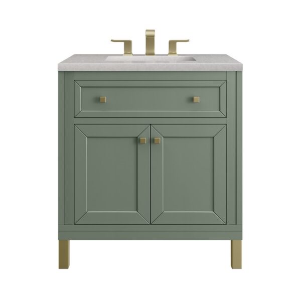 James Martin 305-V30-SC-3ESR Chicago 30 Inch Smokey Celadon Single Sink Vanity with 3 cm Eternal Serena Top