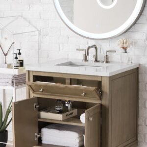 James Martin 305-V30-WWW Chicago 30 Inch Single Vanity in Whitewashed Walnut