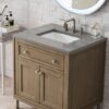 James Martin 305-V30-WWW-3GEX Chicago 30 Inch Single Vanity in Whitewashed Walnut with 3 cm Grey Expo Quartz Top with Sink