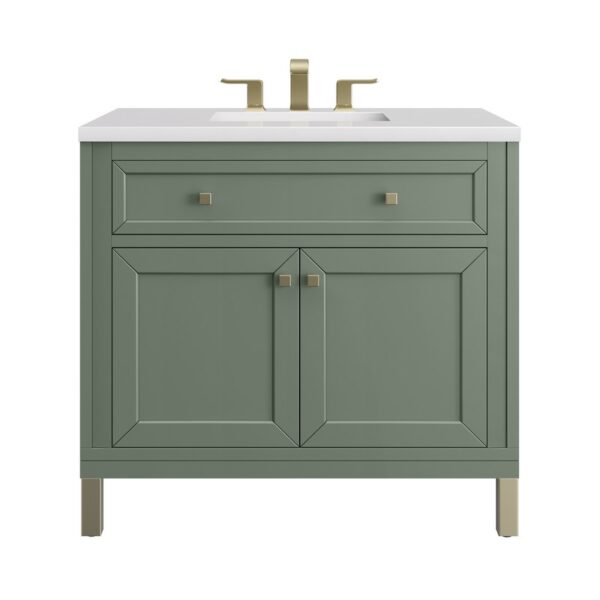 James Martin 305-V36-3WZ Chicago 36 Inch Single Vanity with 3cm White Zeus Quartz Top