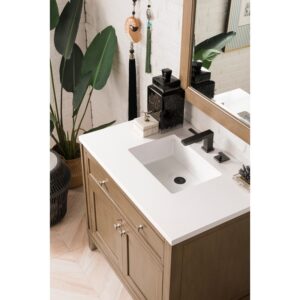 James Martin 305-V36-3WZ Chicago 36 Inch Single Vanity with 3cm White Zeus Quartz Top