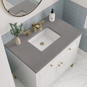 James Martin 305-V36-GW-3GEX Chicago 36 Inch Glossy White Single Sink Vanity with 3 cm Grey Expo Top