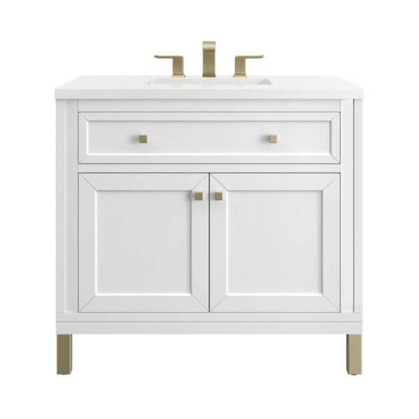 James Martin 305-V36-3WZ Chicago 36 Inch Single Vanity with 3cm White Zeus Quartz Top