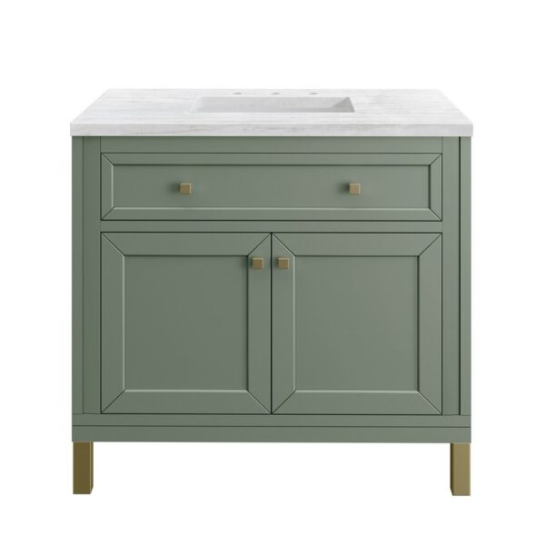 James Martin 305-V36-SC-3AF Chicago 36 Inch Smokey Celadon Single Sink Vanity with 3 cm Arctic Fall Top