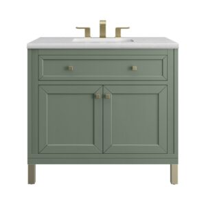 James Martin 305-V36-SC-3AF Chicago 36 Inch Smokey Celadon Single Sink Vanity with 3 cm Arctic Fall Top