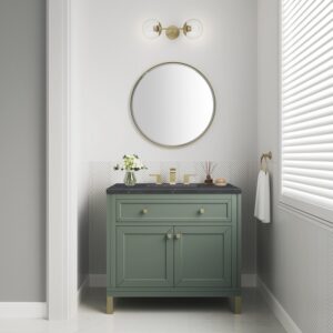 James Martin 305-V36-SC-3CSP Chicago 36 Inch Smokey Celadon Single Sink Vanity with 3 cm Charcoal Soapstone Top