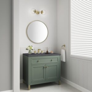 James Martin 305-V36-SC-3CSP Chicago 36 Inch Smokey Celadon Single Sink Vanity with 3 cm Charcoal Soapstone Top