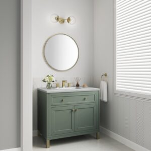 James Martin 305-V36-SC-3ENC Chicago 36 Inch Smokey Celadon Single Sink Vanity with 3 cm Ethereal Noctis Top