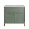 James Martin 305-V36-SC-3ESR Chicago 36 Inch Smokey Celadon Single Sink Vanity with 3 cm Eternal Serena Top