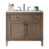 James Martin 305-V36-WWW-3CAR Chicago 36 Inch Whitewashed Walnut Single Vanity with 3 cm Carrara Marble Top