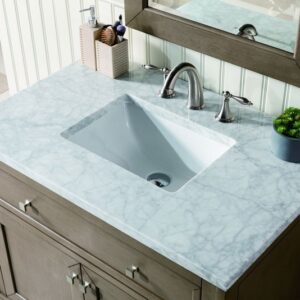 James Martin 305-V36-WWW-3CAR Chicago 36 Inch Whitewashed Walnut Single Vanity with 3 cm Carrara Marble Top