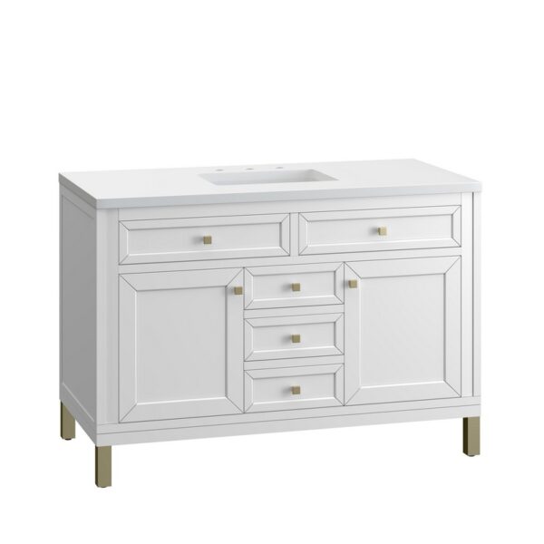 James Martin 305-V48-3WZ Chicago 48 Inch Single Vanity with 3cm White Zeus Quartz Top