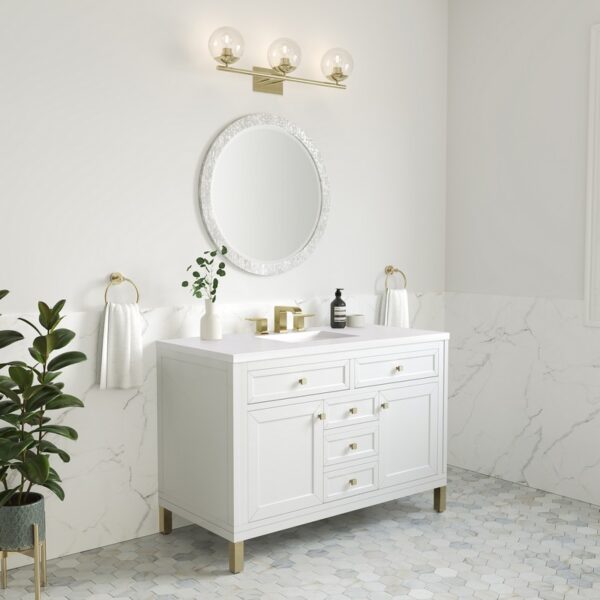 James Martin 305-V48-3WZ Chicago 48 Inch Single Vanity with 3cm White Zeus Quartz Top